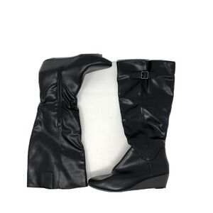 A NEW DAY Womens 10 Tall Faux Leather Boots Low Wedge